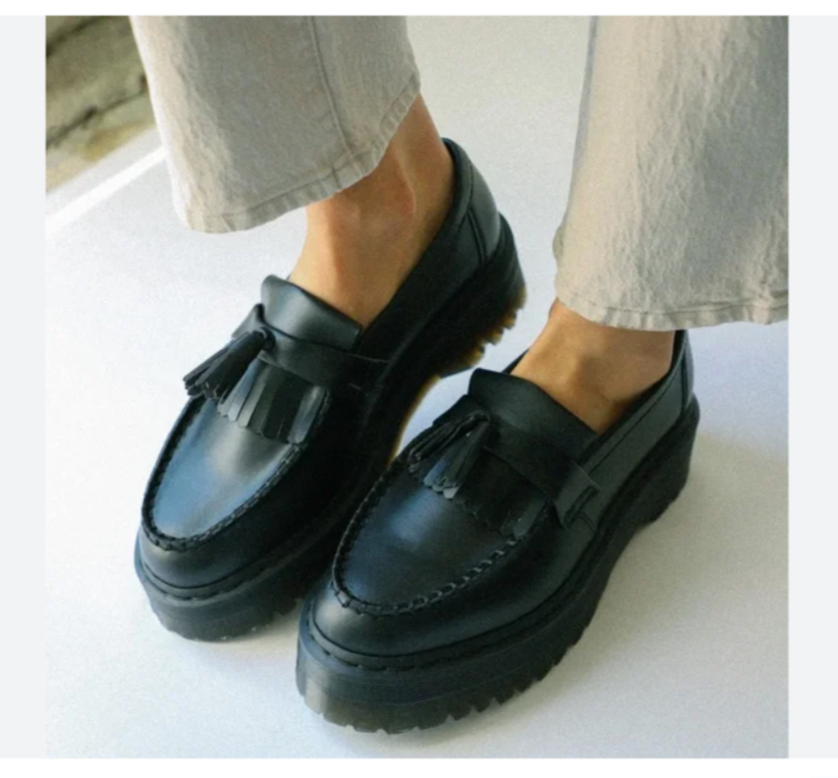 DR. MARTENS ADRIAN QUAD Felix V KILTIE BLACK MONO LOAFERS MSRP$190