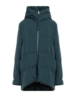 JIL SANDER Quilted Down Jacket Puffer Coat in Dark Green Size 36