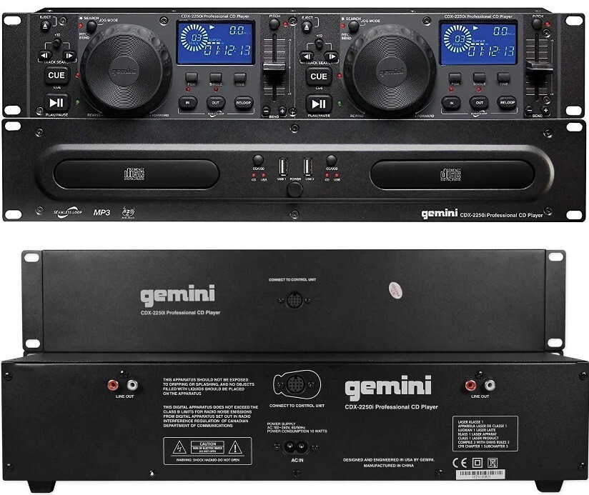 Gemini CDX-2250i Pro DJ Dual Two Deck Rack Mount CD/MP3 Media