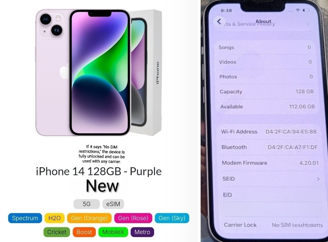 Apple iPhone 14 - 128 GB - Purple (Unlocked) for sale online | eBay