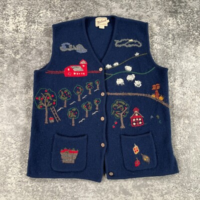 Vintage Woolrich Vest Womens Large Blue Wool Fall School Teacher