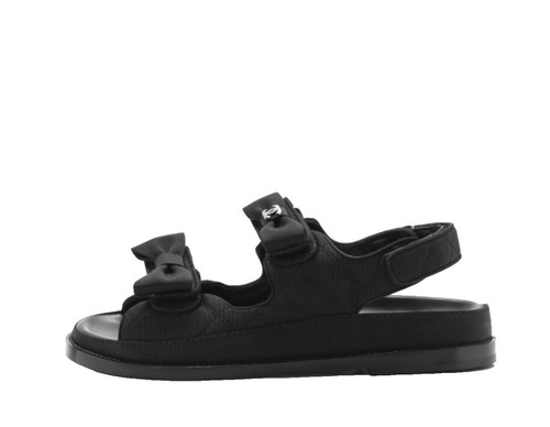 Chanel Vintage Dad Sandals Black Leather IT36 | eBay
