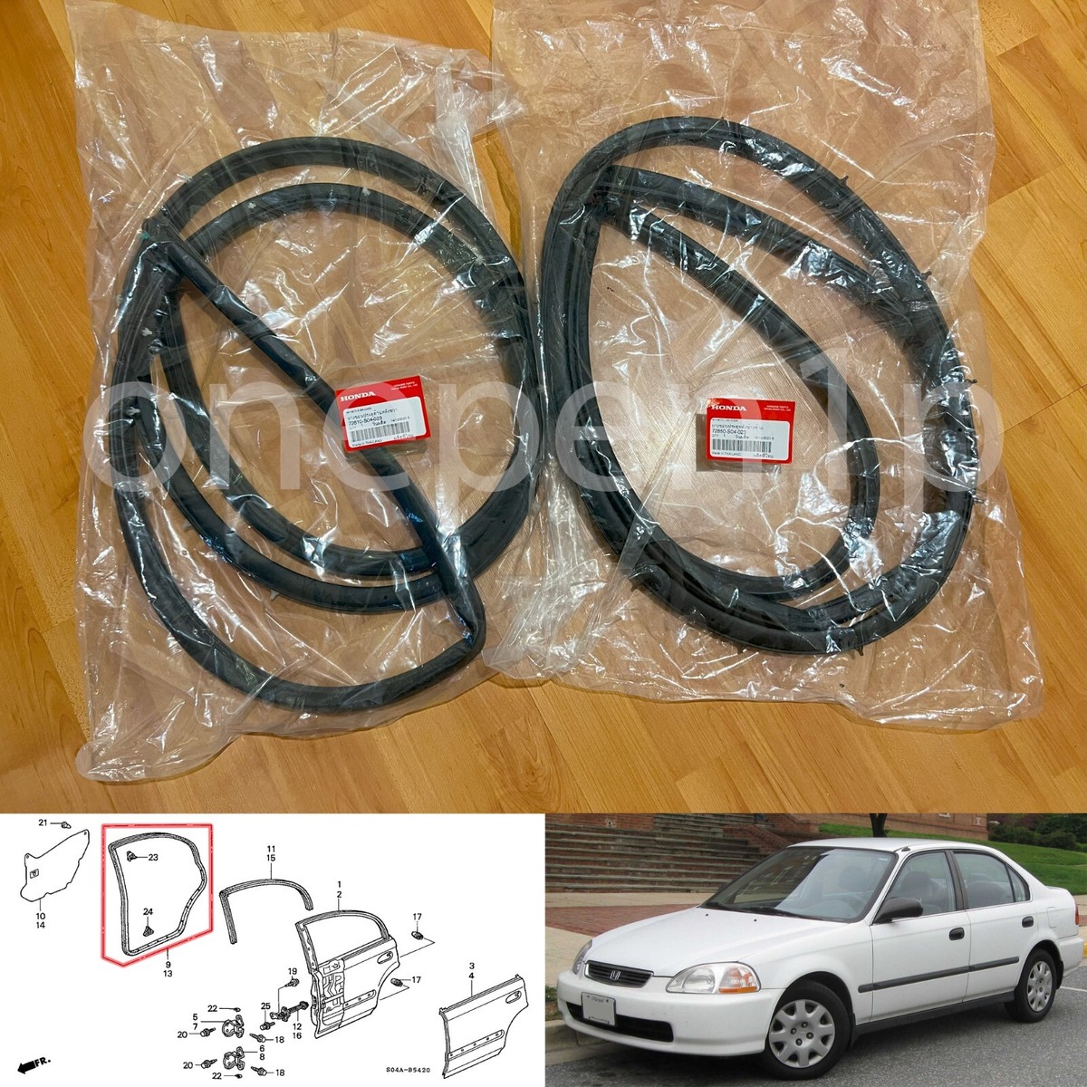 1996-2000 Genuine Honda Civic EK 4D DX LX Sedan Rear Door