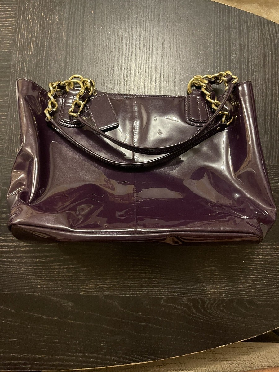 NEW Coach Madison Aubergine Purple Patent Leather handbag | eBay
