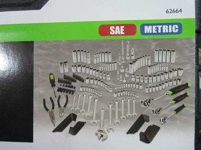 Pittsburgh 225 Piece Mechanics Tool Set - 62664 SAE & METRIC 1/4 3