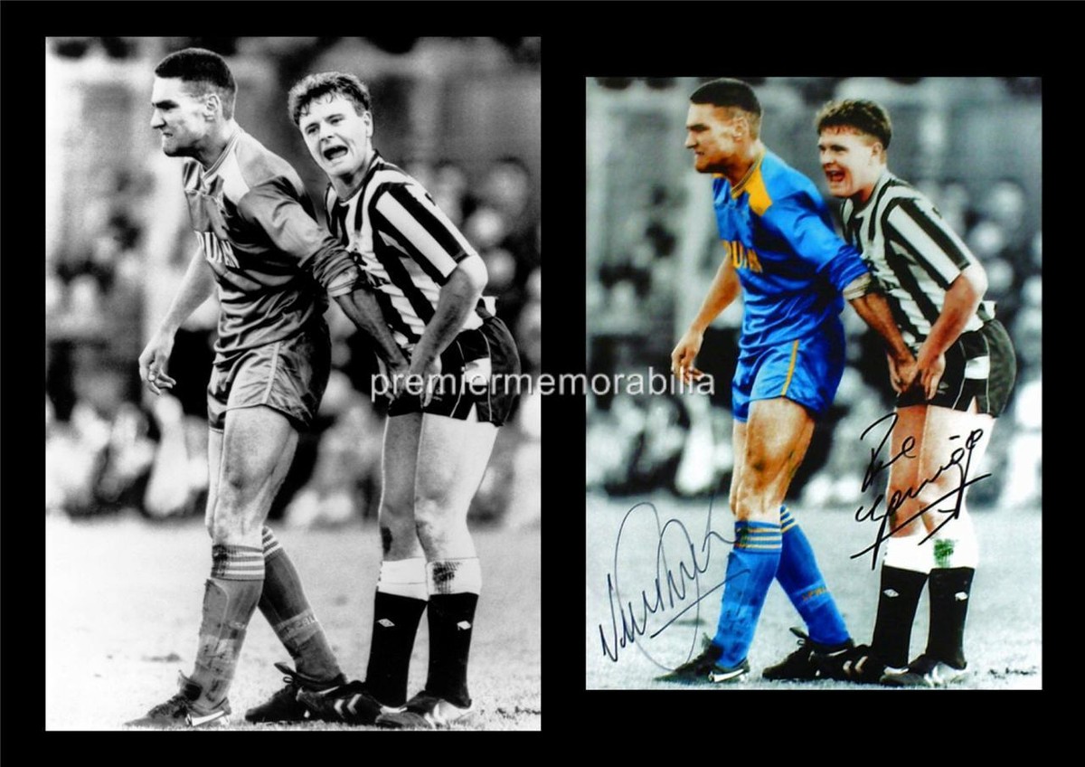 VINNIE JONES GRABBING PAUL GASCOIGNE GAZZA SIGNED PRE-PRINT