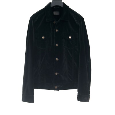 Saint Laurent Mens Music Notes Trucker Jacket Small Black Velvet
