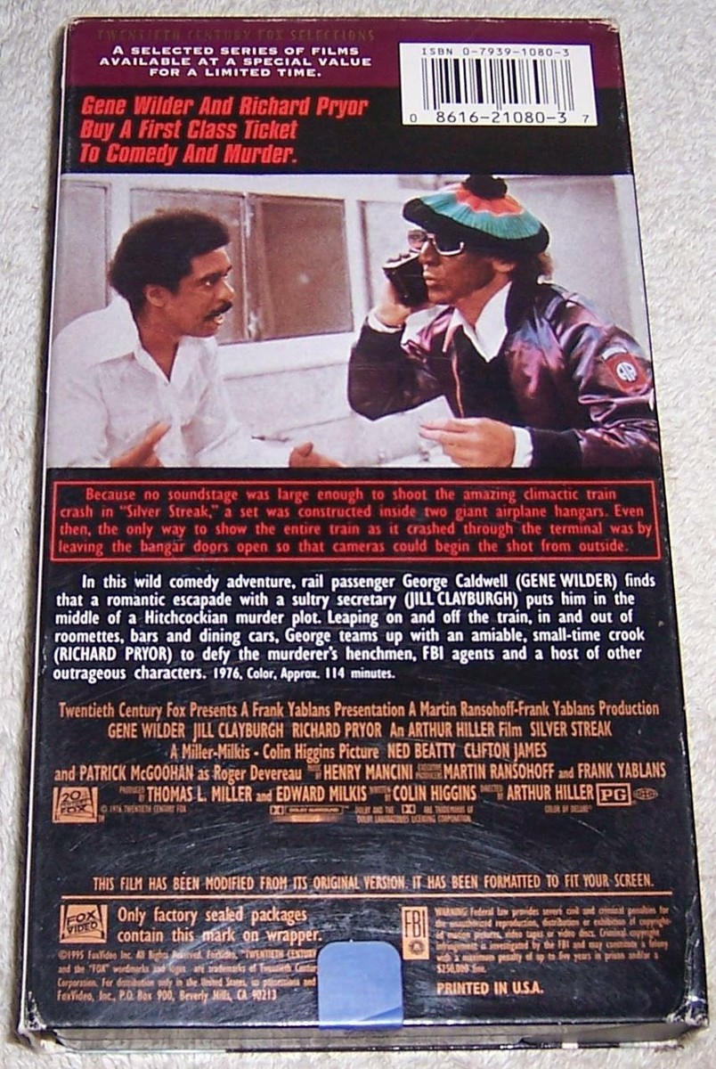Silver Streak VHS Video Gene Wilder Jill Clayburgh Richard Pryor