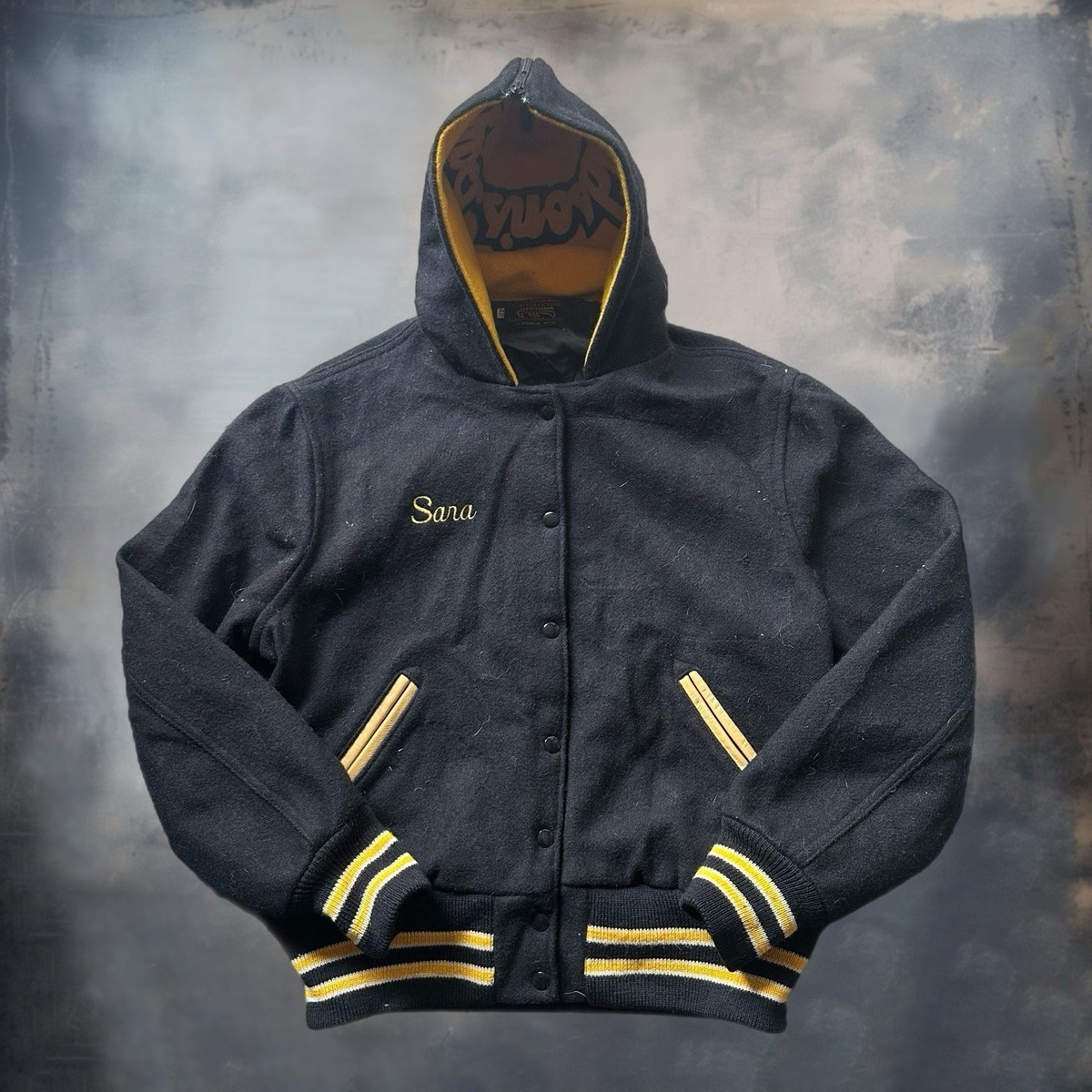 Vintage Skookum Hooded Letterman Jacket Wool Varsity Jacket Size