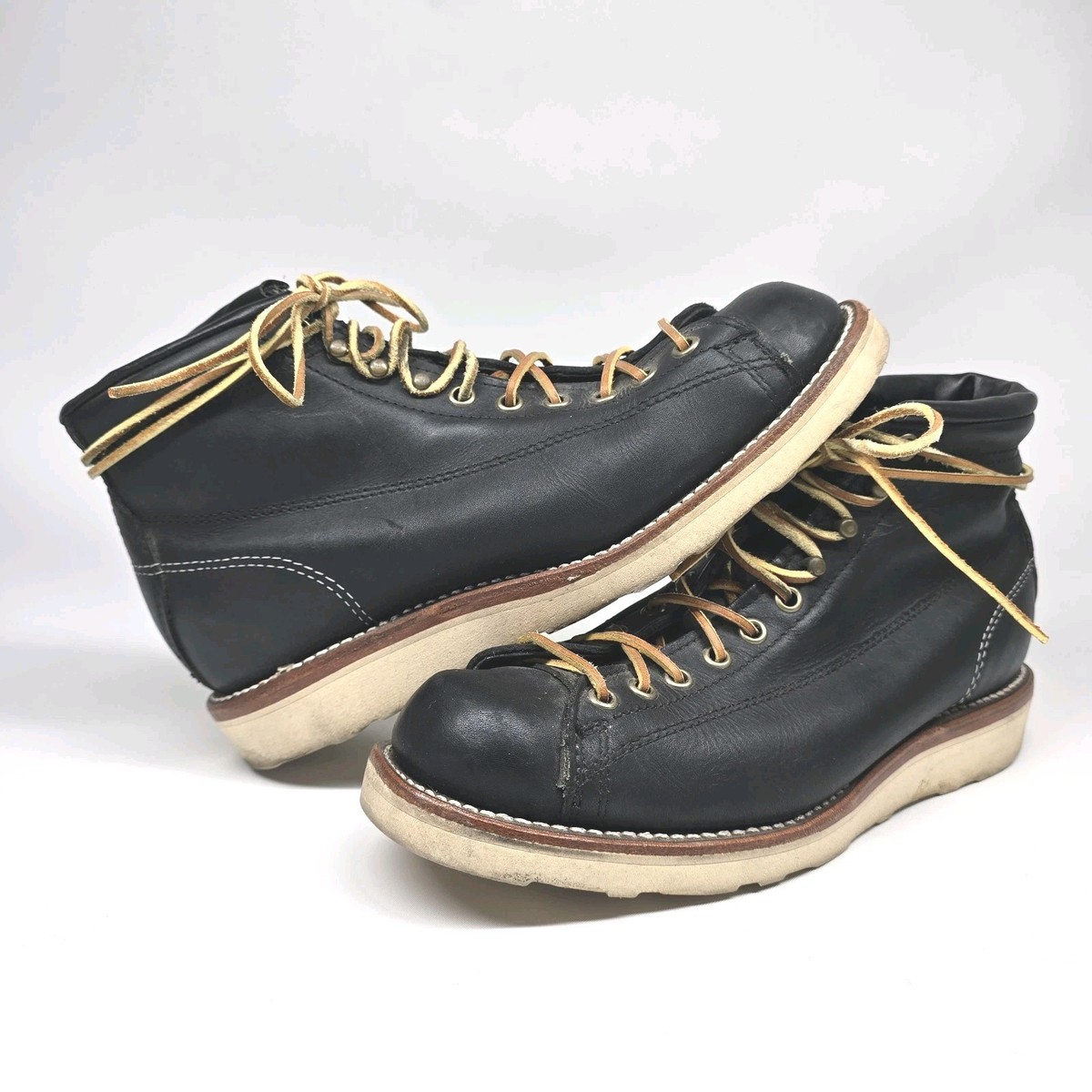 Vintage CHIPPEWA Black Leather Monkey Boots Men's US 7 EE EU 40