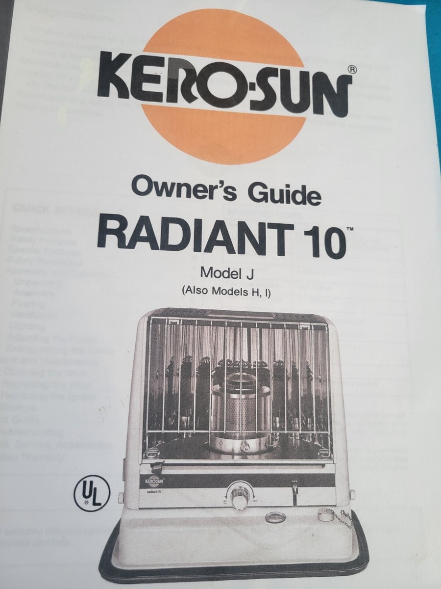 KEROSUN/TOYOTOMI RADIANT 10 N, 10 O OWNERS MANUAL PARTS/OPERATION