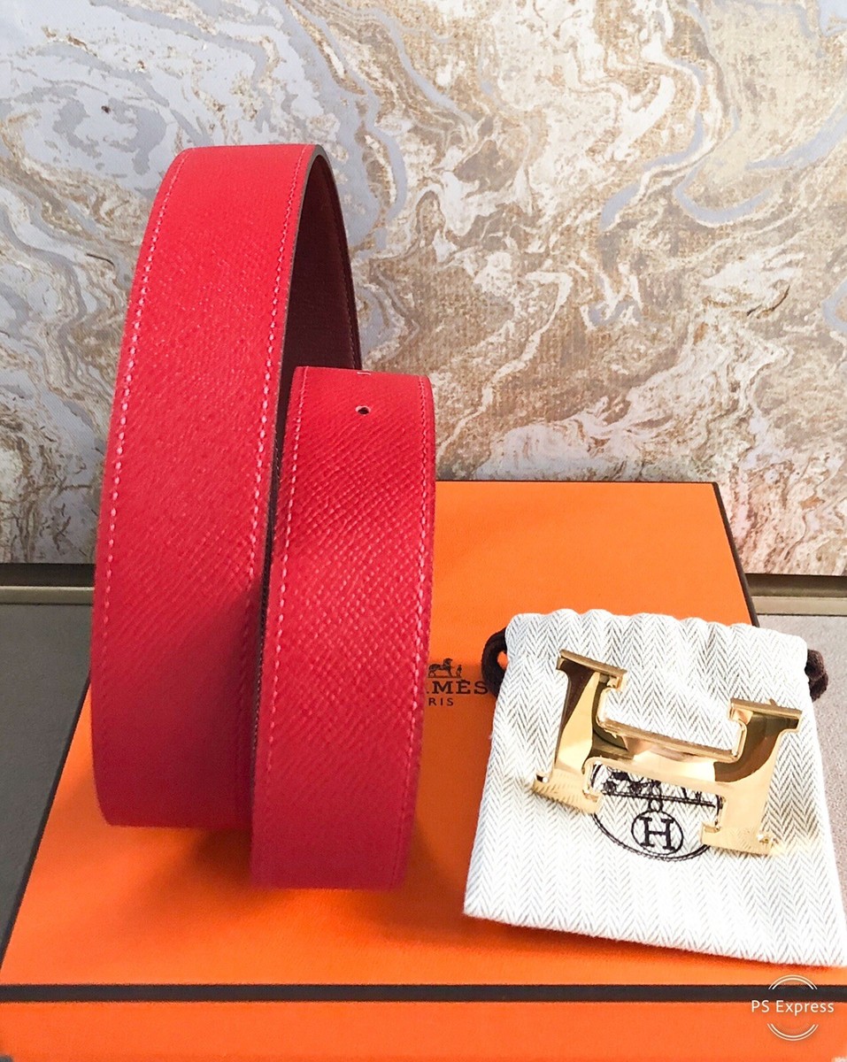 Hermès Swift Epsom Casaque Rouge H 32mm Reversible Belt Sz 85 | eBay