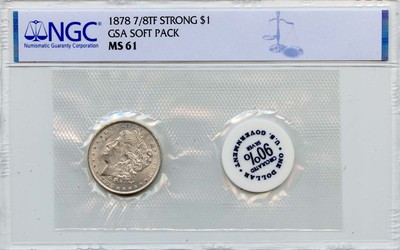 1878 7/8TF STRONG Morgan Dollar NGC MS61GSA SOFT PACK S$1 | eBay