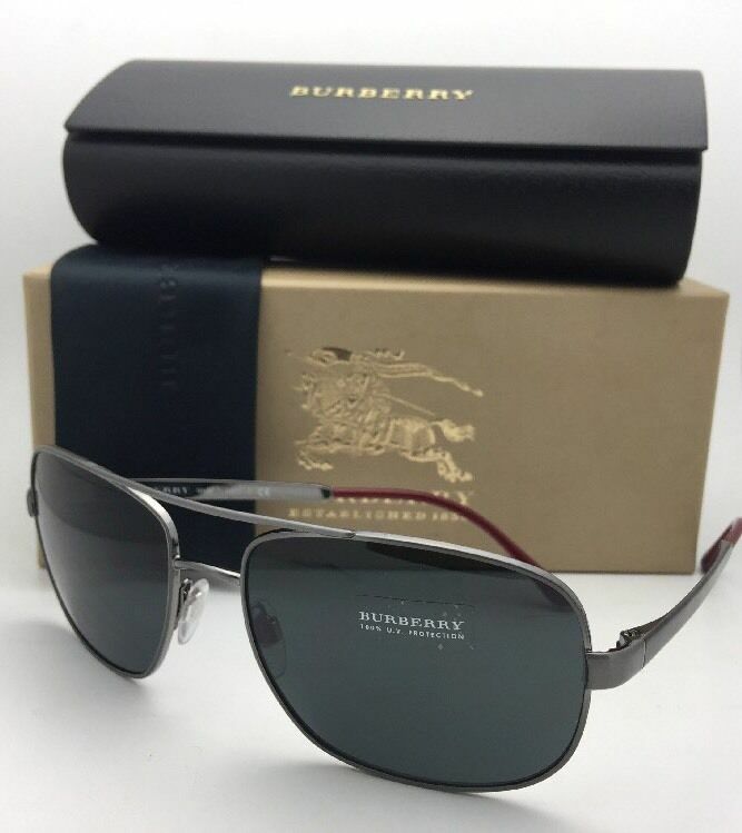 New BURBERRY Sunglasses B 3064 1008/87 60-17 135 Gunmetal Aviator