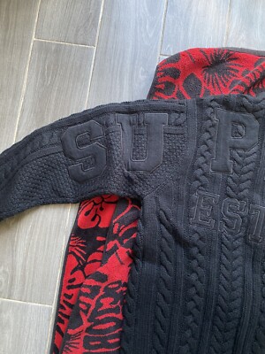 Supreme Applique Cable Knit Sweater In Hand | eBay