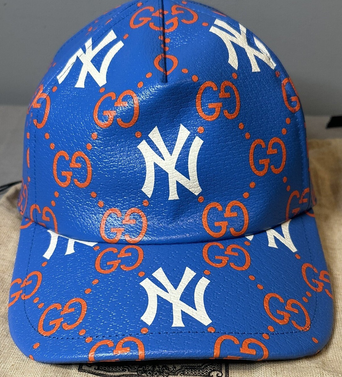 Gucci x MLB NY Yankees Leather Baseball Hat Cap Size M (58cm