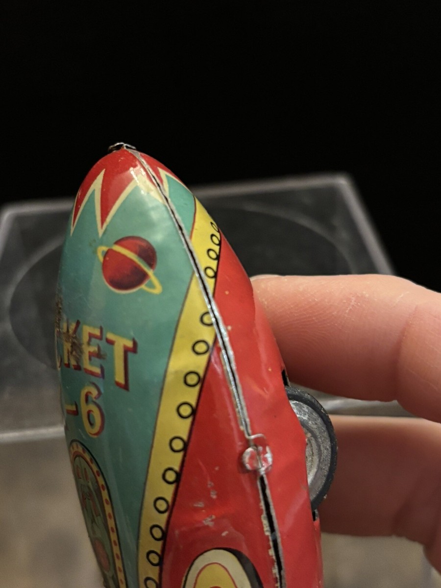 Original MASUDAYA Rocket X-6 Space Japan 1952 tin toy 3 3/4