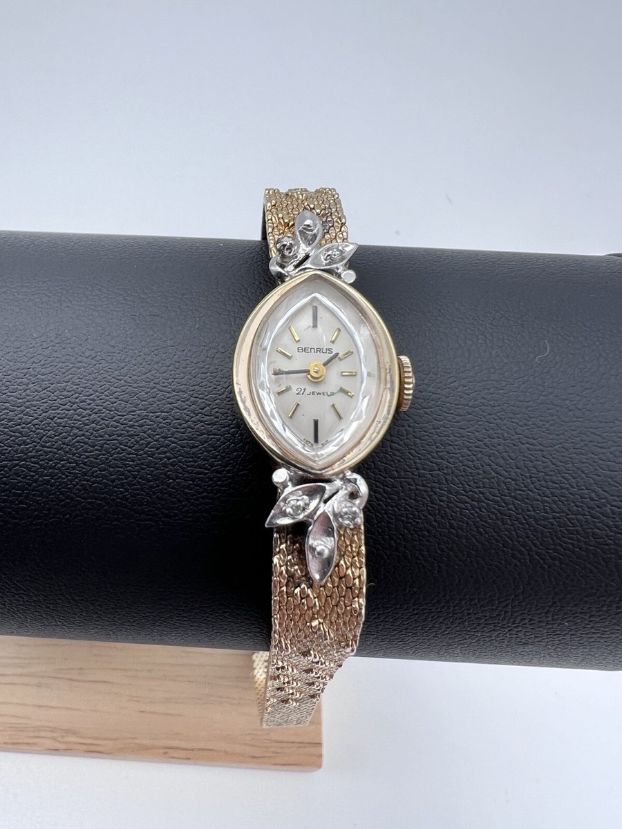 Vintage Benrus 21 Jewels Ladies Watch with 10k Gold Kreisler Band