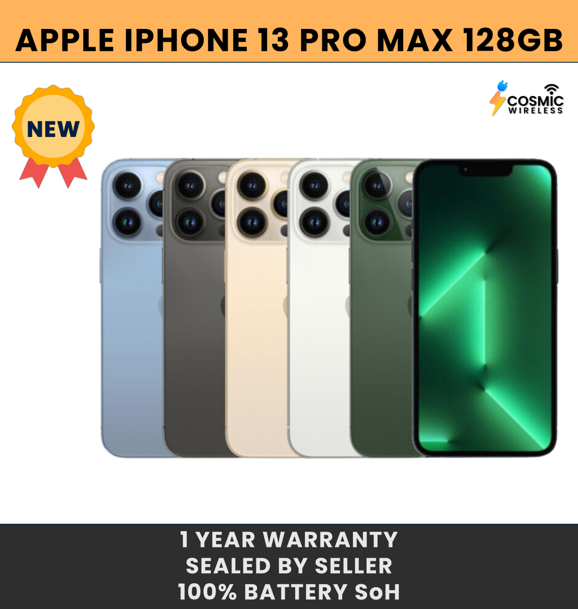 NEW Apple iPhone 13 Pro Max 128GB Factory Unlocked 5G (GSM/CDMA