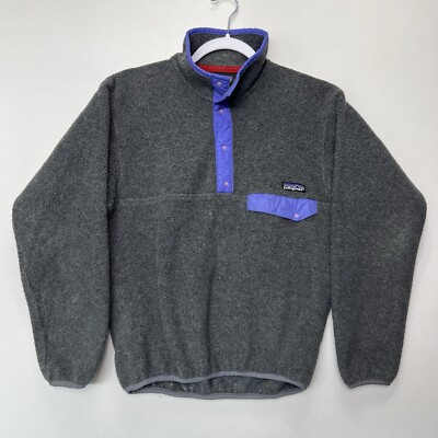 Vintage Patagonia Snap T Synchilla Fleece Pullover Gray Purple