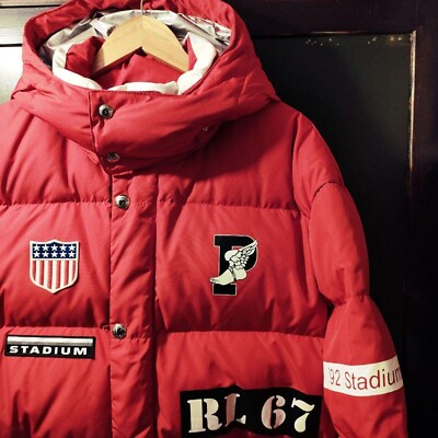 POLO RALPH LAUREN 1992 Winter Stadium Down Jacket Size L Red Used