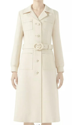 Gucci Interlocking-G Belt Wool Coat Womens Size 10 US / 46 IT | eBay