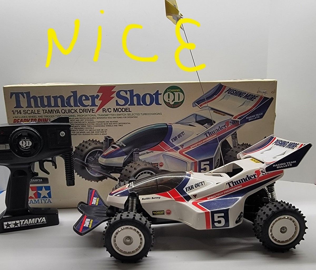 1988 TAMIYA THUNDER SHOT 1/14 SCALE QUICK DRIVE R/C MODEL ( RUNS
