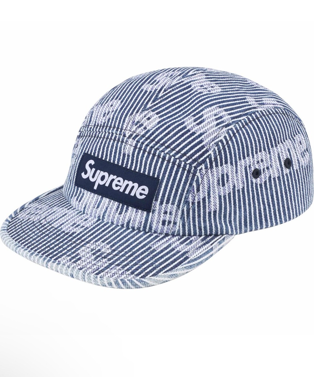 Brand New Supreme Denim Camp Cap Logo Print Stripe Color (SS24
