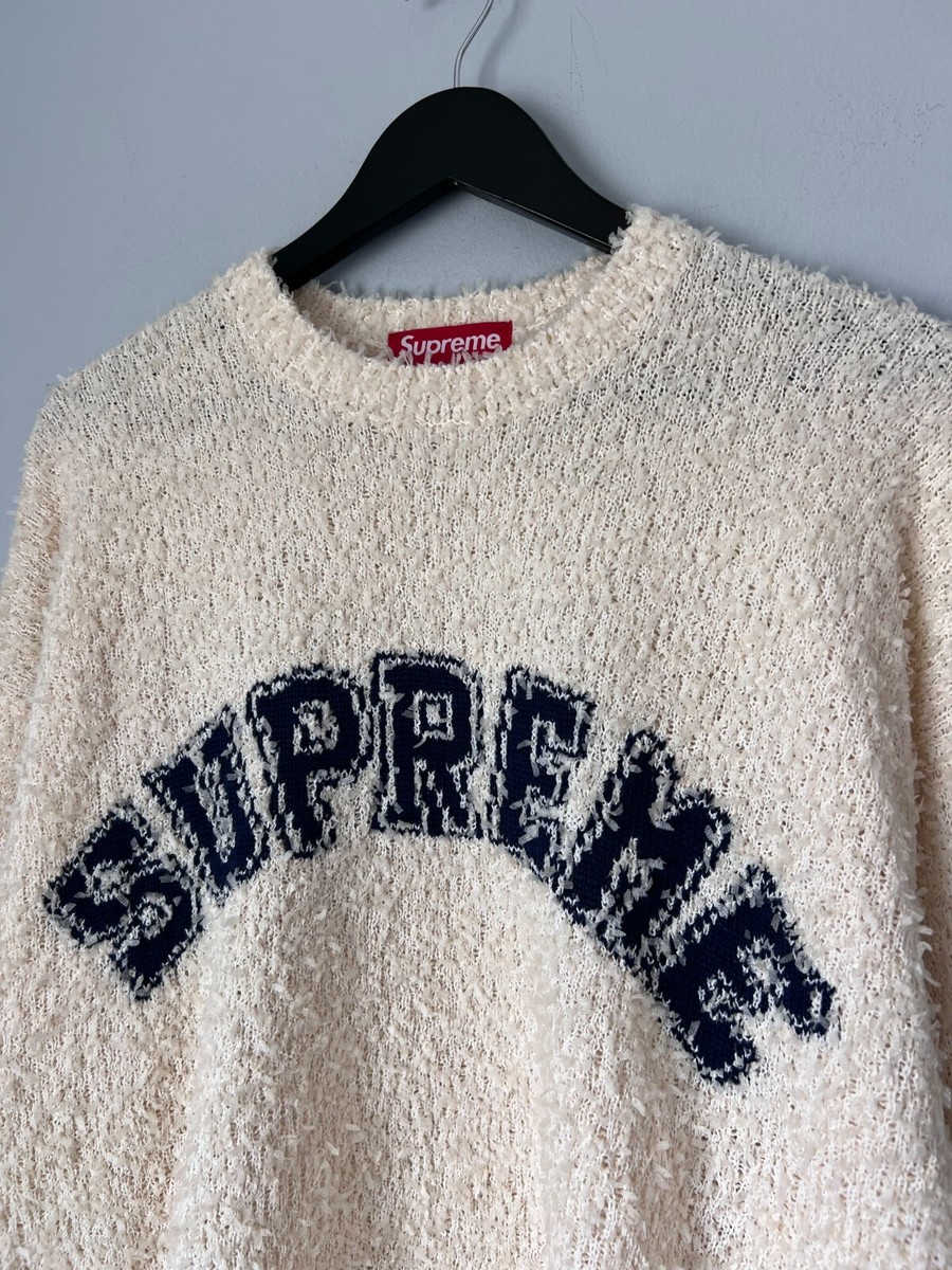 Supreme Textured Arc Logo Sweater - Size XL - Cream - NEW | eBay