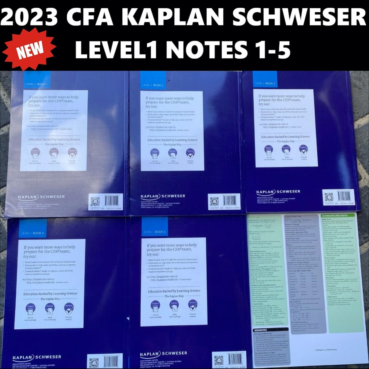 BRAND NEW 2023 CFA Level 1 Kaplan Schweser Notes Books 1-5 +