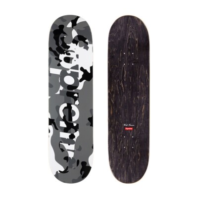 Supreme Camo Logo Skateboard Deck Snow Grey FW20 Supreme New