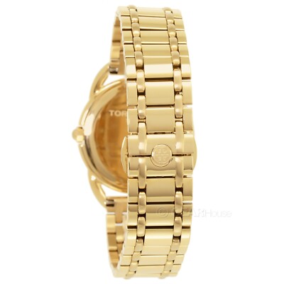 Tory Burch The Miller Womens Watch, White Logo Dial, Gold