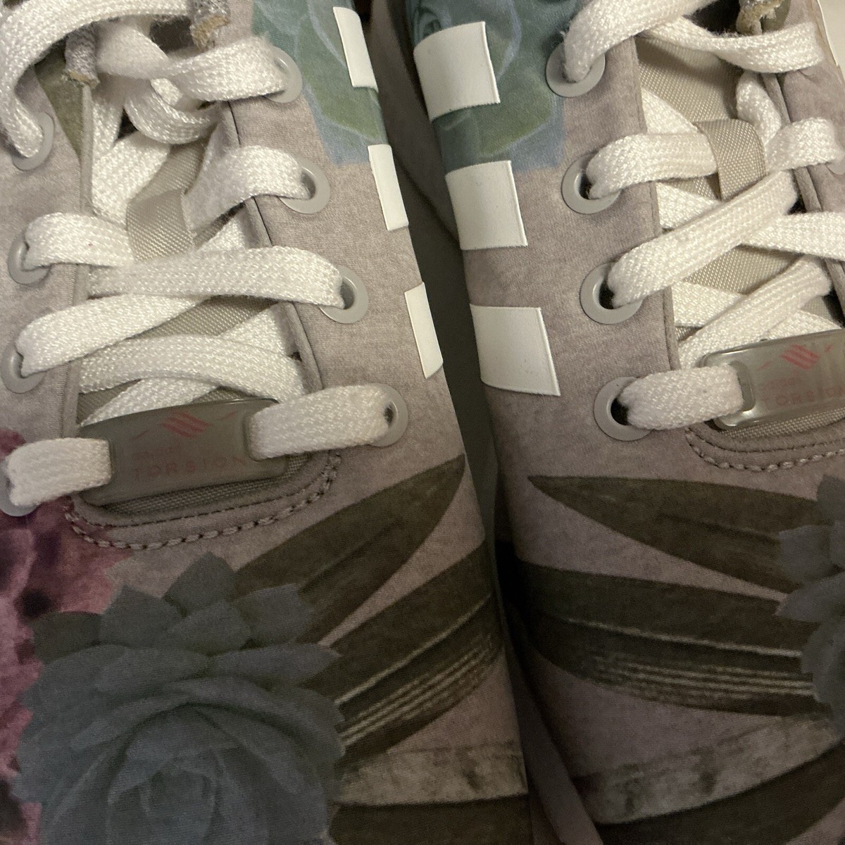 Adidas Women's Originals ZX Flux Grey White Floral Succulent