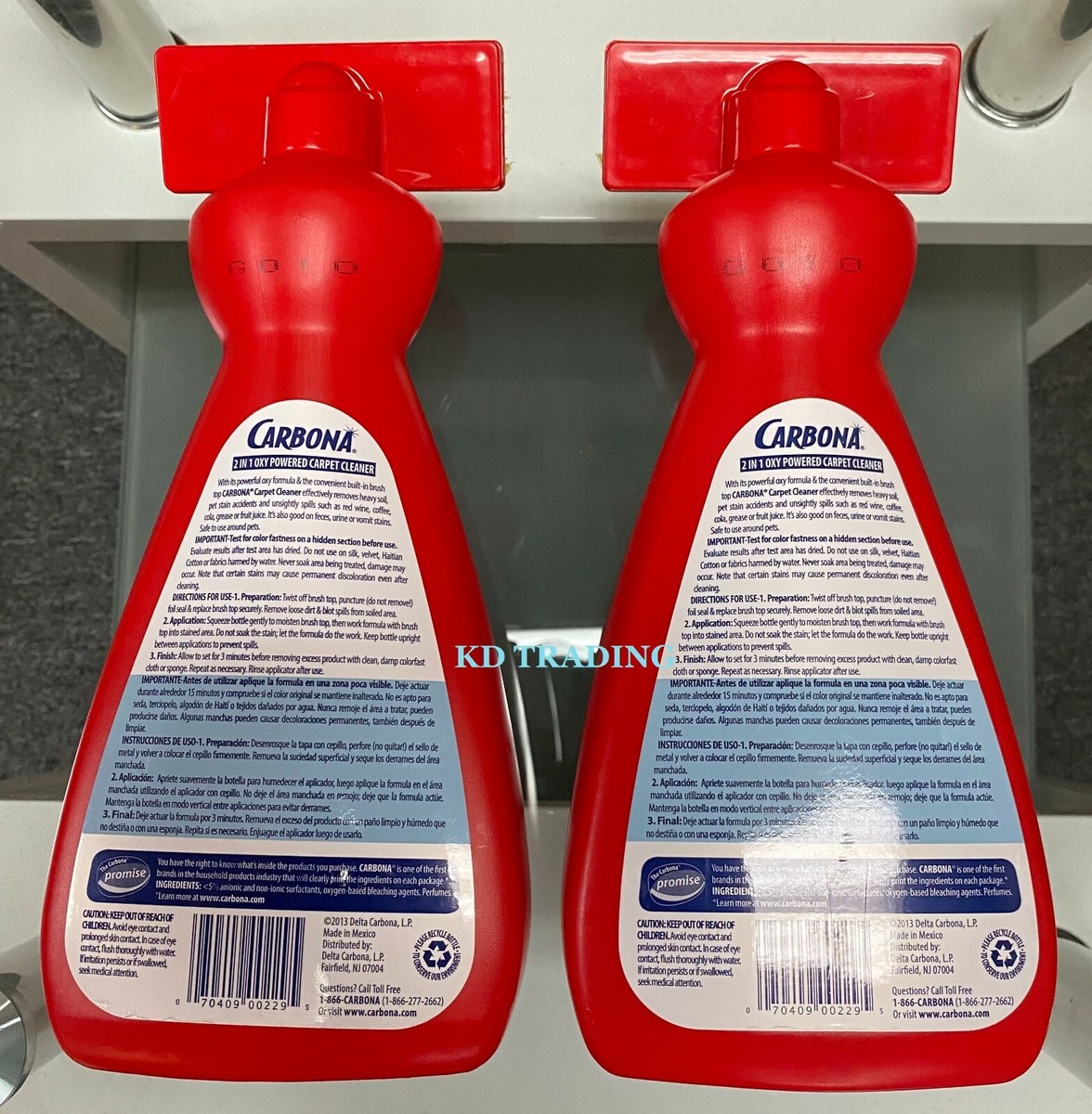 2-Pack) CARBONA 2-In-1 OXY POWERED CARPET UPHOLSTERY Foam CLEANER