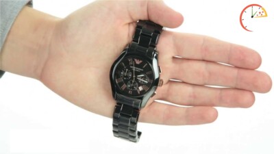 NEW EMPORIO ARMANI AR1410 CERAMIC BLACK AND ROSE GOLD MENS WATCH