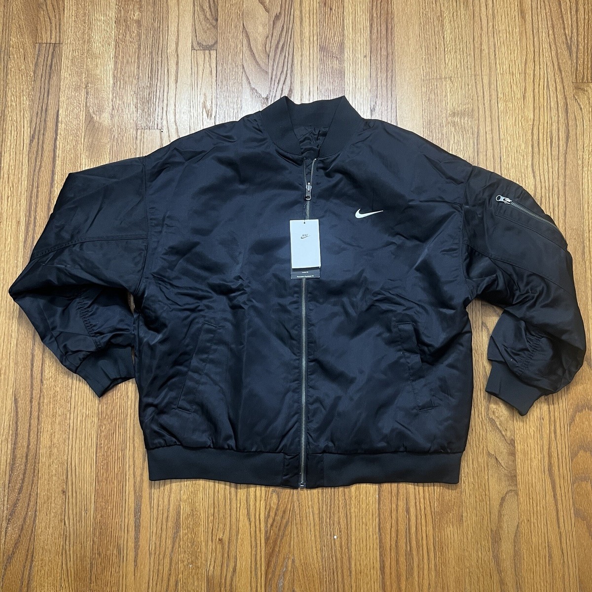 Nike Women's Reversible Synthetic Fill Black Bomber Jacket Size XL