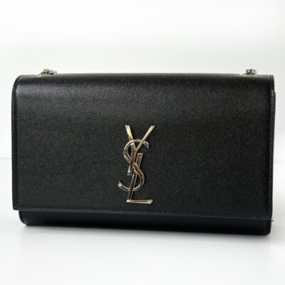YSL Saint Laurent Sunset Black Silver Medium Chain Bag 442906
