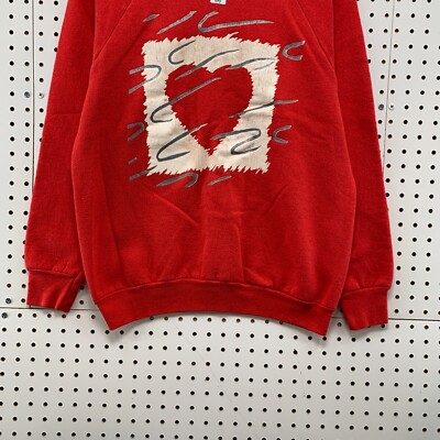 Vintage 90s Valentines Heart Crewneck Sweatshirt Mens Large Red