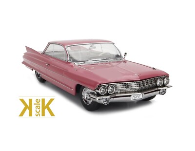 1961 CADILLAC SERIES 62 COUPE DEVILLE PINK MET 1:18 SCALE BY KK