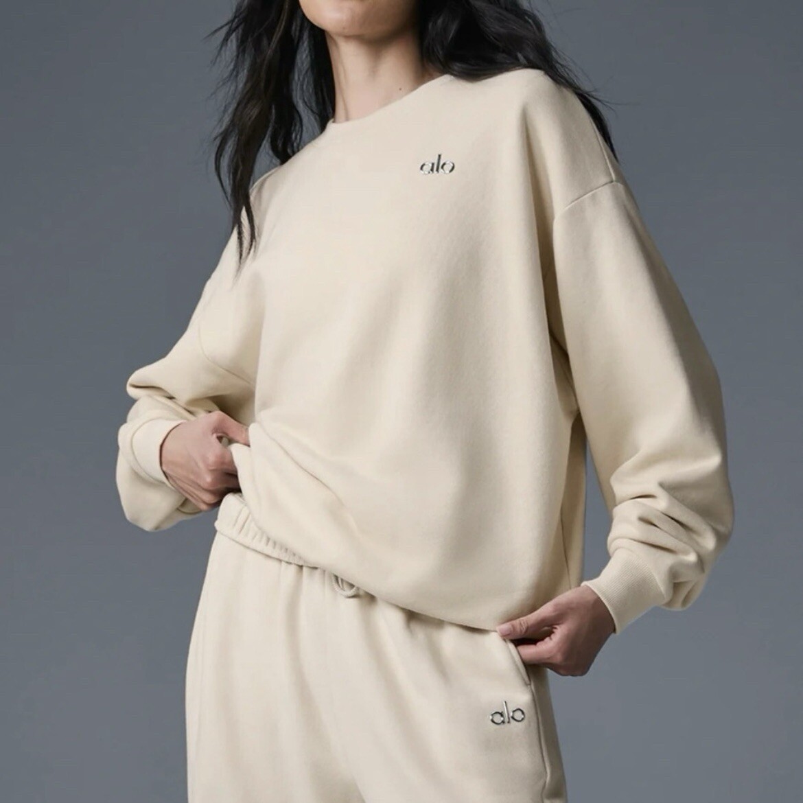 Alo Accolade Crew Neck Pullover NWT Oat Milk Size S | eBay