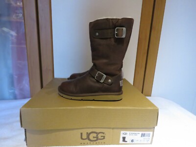 UGG® AUSTRALIA KENSINGTON 5678 TOAST LEATHER PULL ON BOOTS UK 4.5