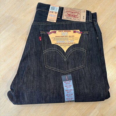Vintage 90s 501 XX Levis Shrink To Fit Deadstock Raw Jeans 40x34