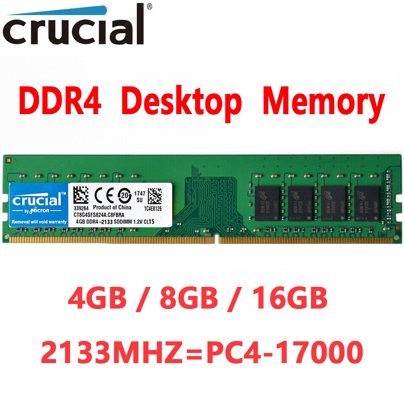Crucial DDR4 4GB 8GB 16GB 2133Mhz PC4-17000 288pins Desktop Memory