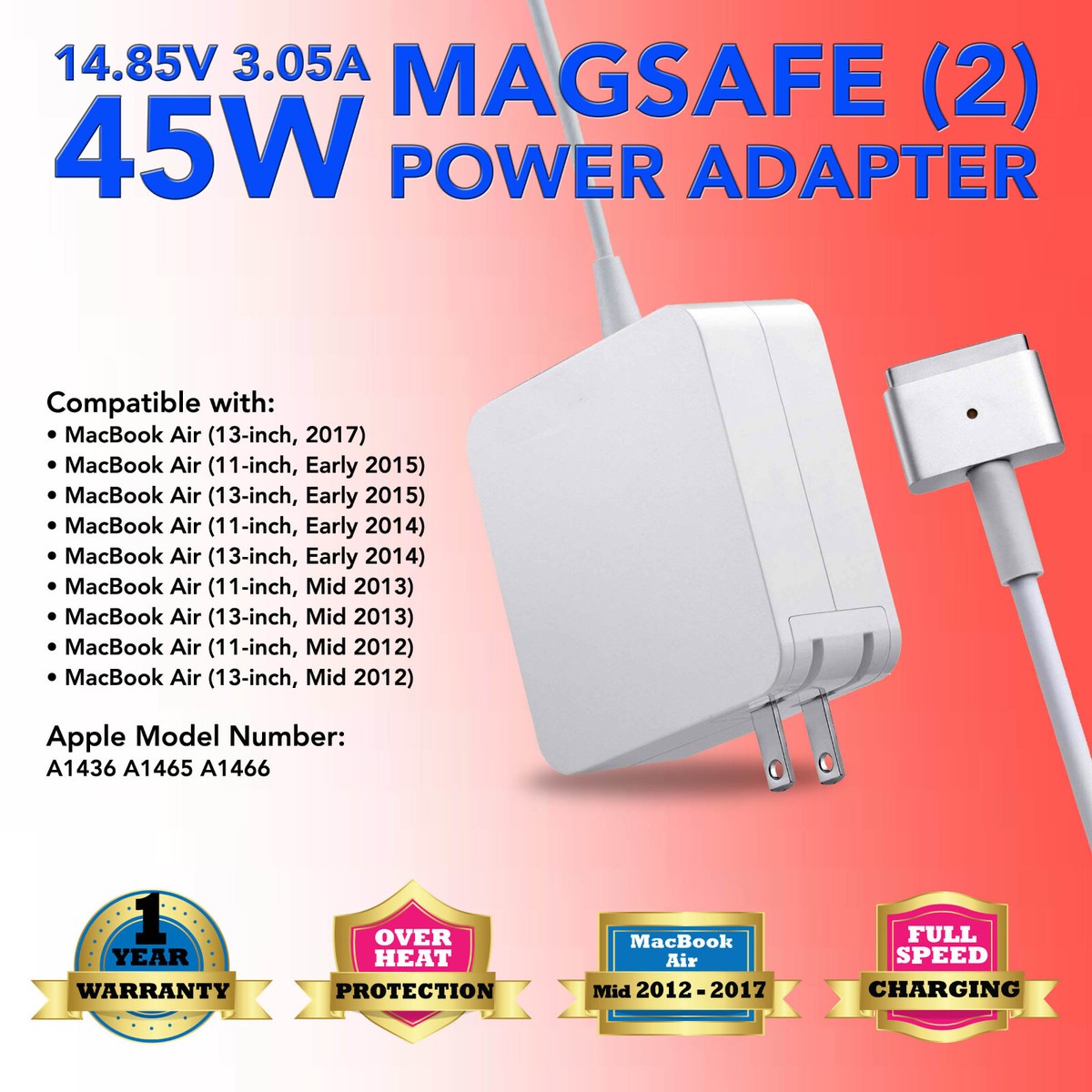 14.85V 45W for Apple Macbook Air 11