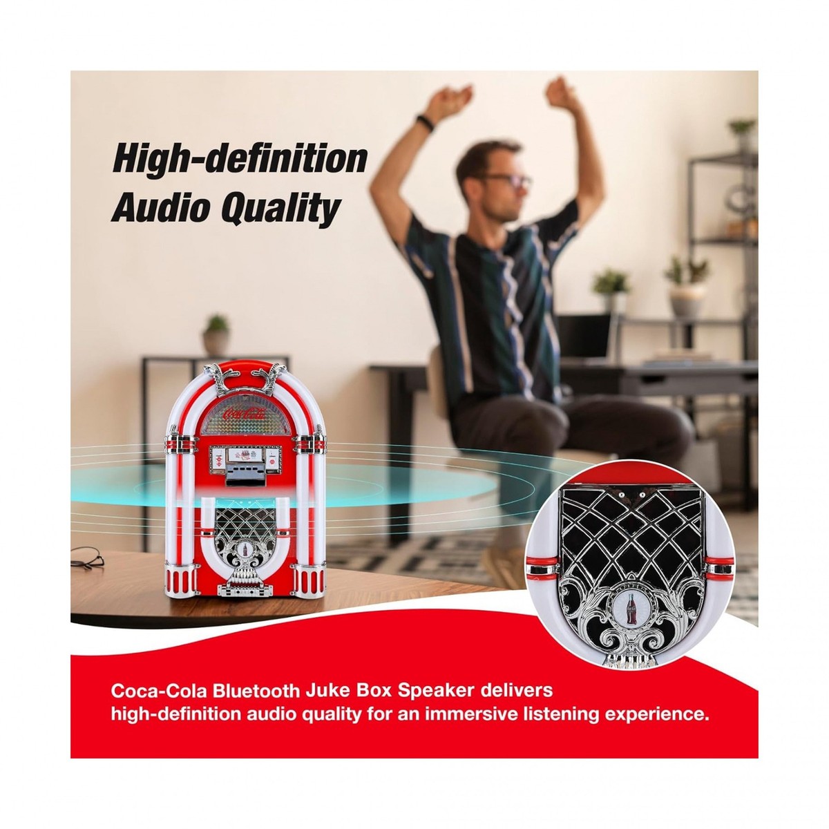 Coca-Cola Retro Jukebox Speaker with Bluetooth and FM Radio Red | eBay