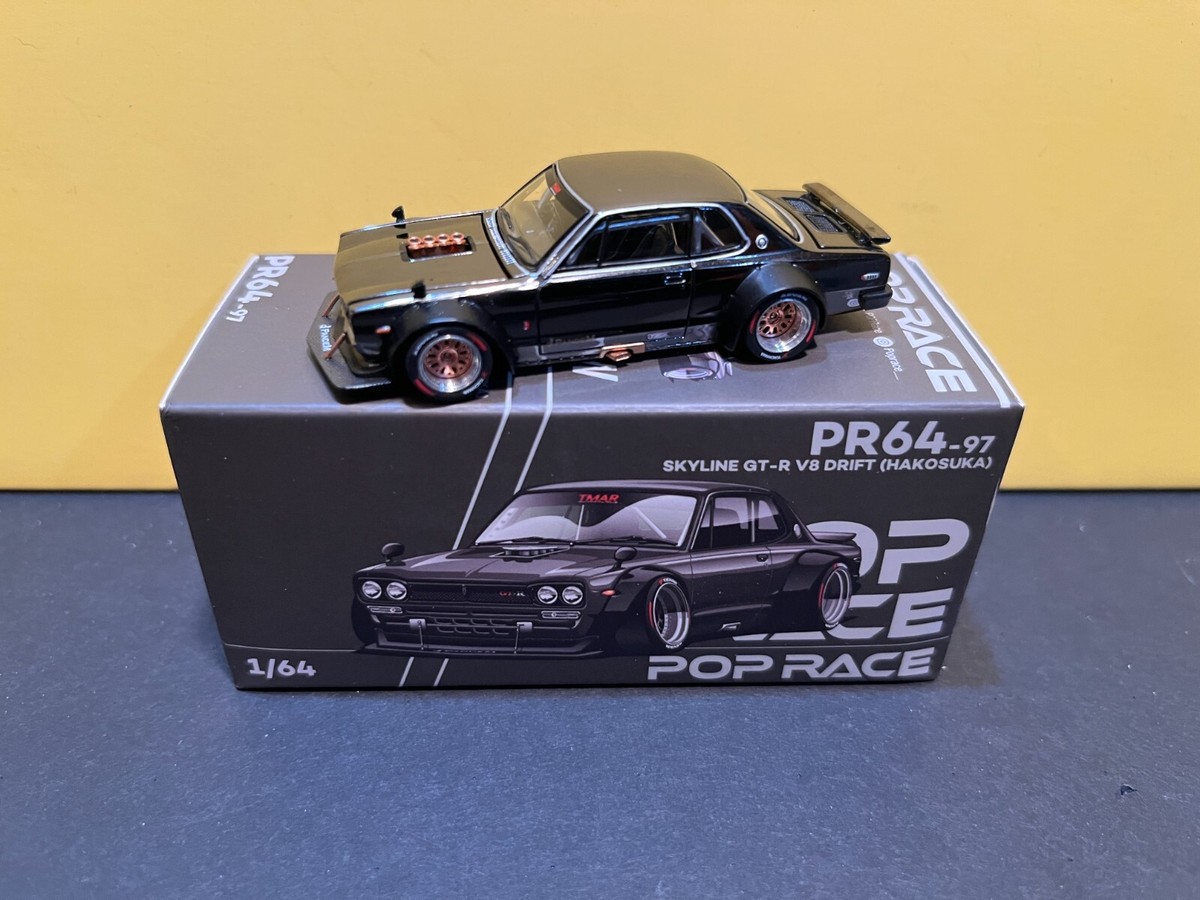 1/64 POP RACE PR64-97 NISSAN SKYLINE GT-R V8 DRIFT HOKOSUKA BLACK
