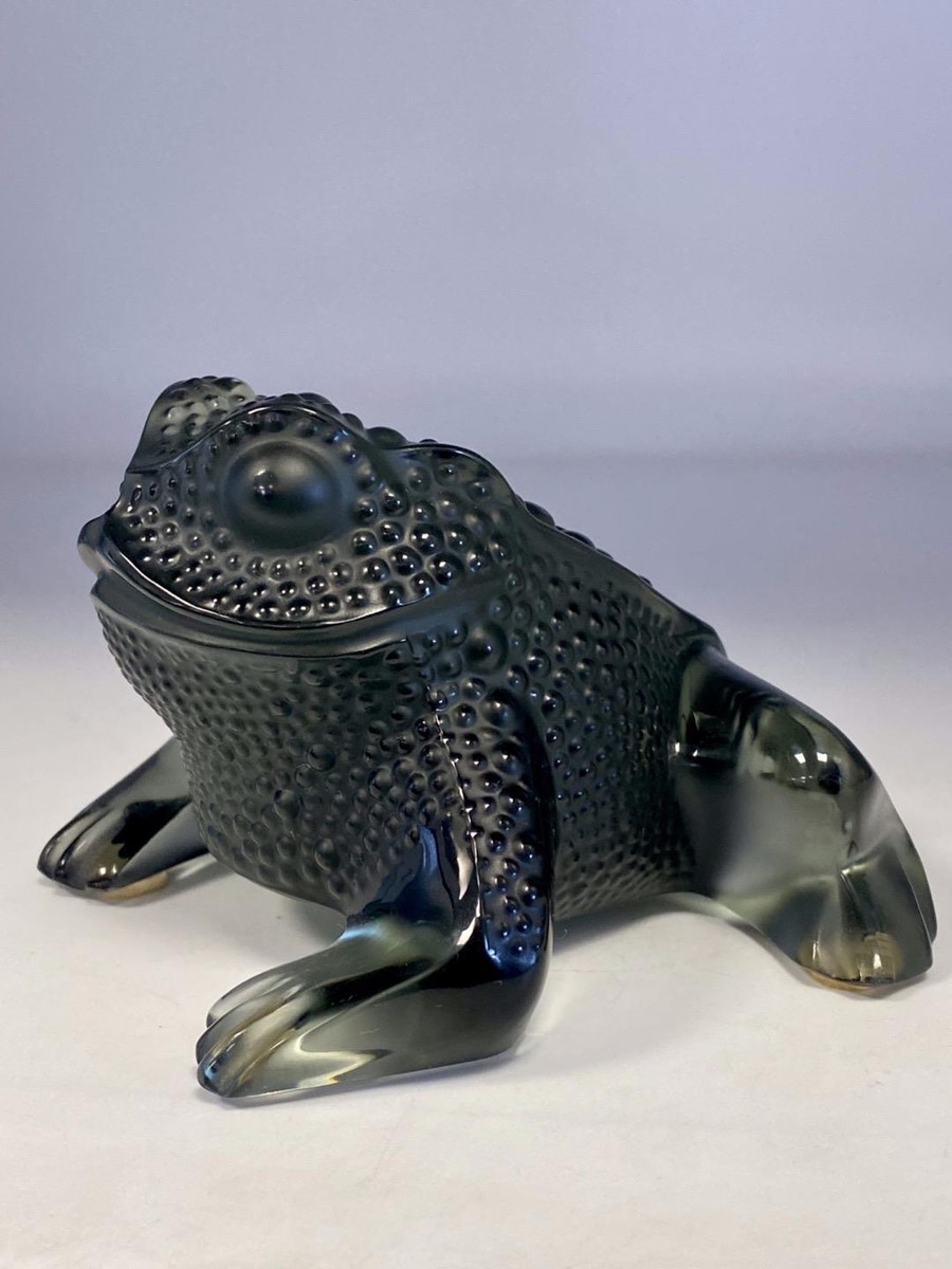 Lalique Grey Crystal Frosted Glass Gregoire Toad/Frog Figurine | eBay