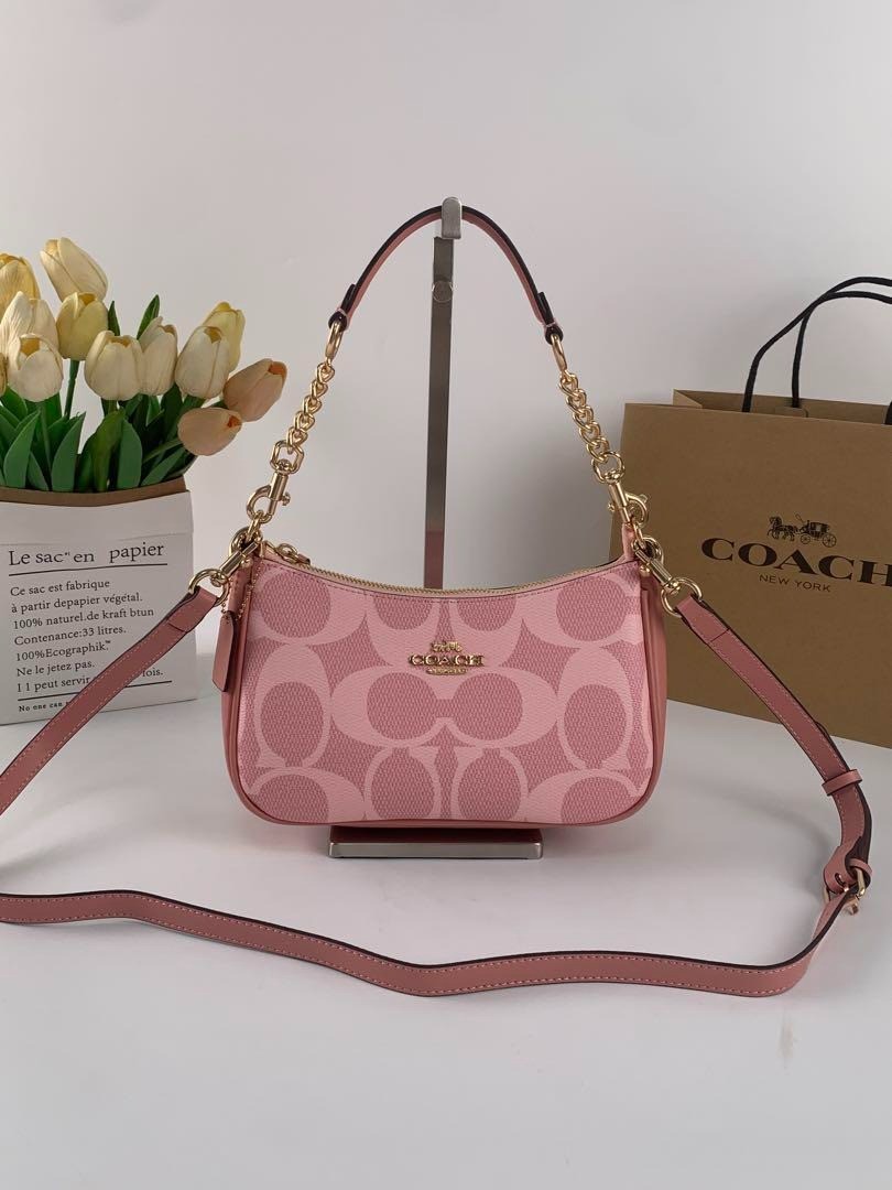 Coach Teri Shoulder Bag Signature Canvas CAL51 Powder Pink outlet