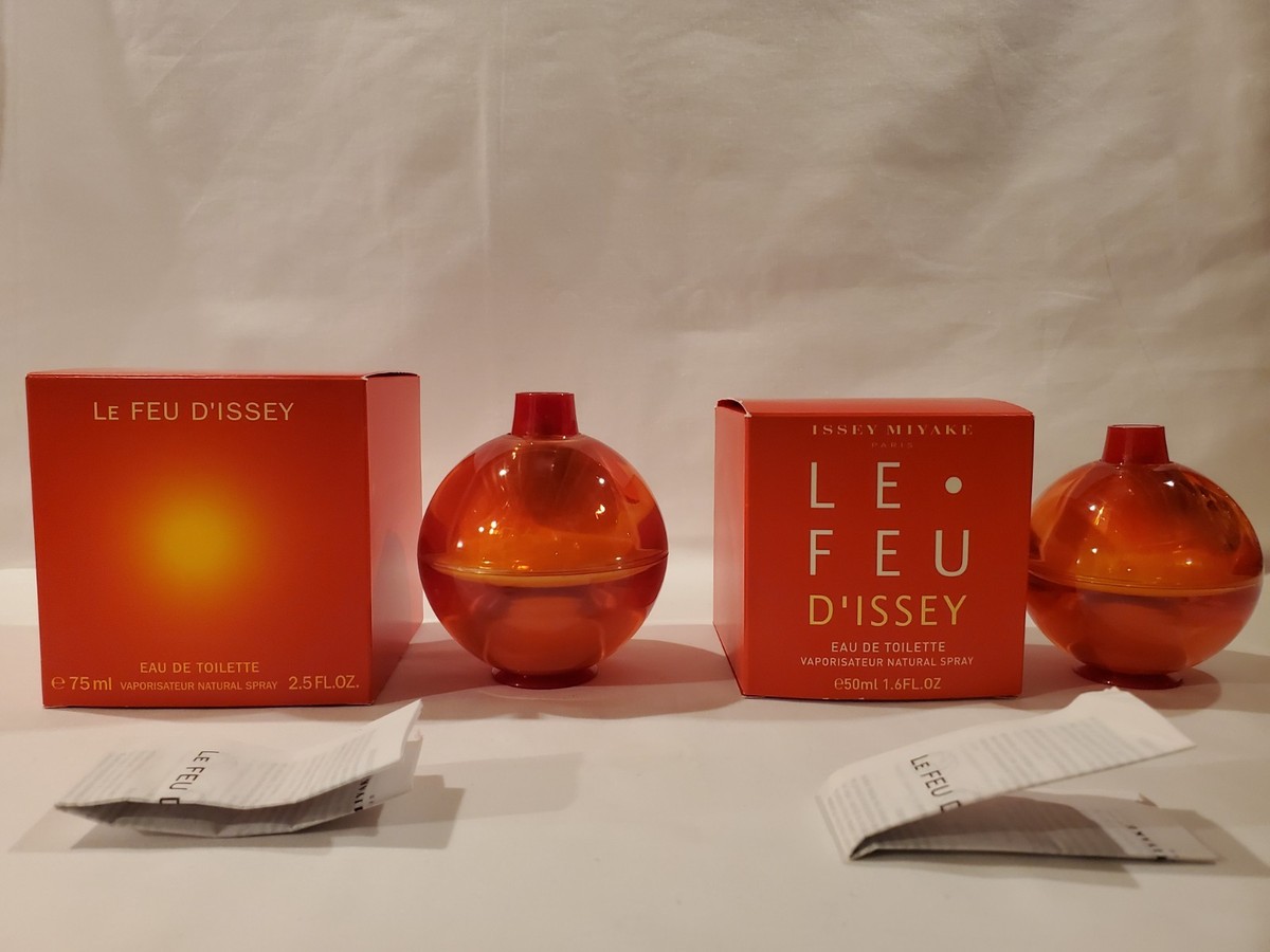 2 ISSEY MIYAKE*LE FEU D'ISSEY*perfume HUGE 2.5oz 75ml + 50ml RARE