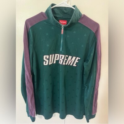 SUPREME TRACK HALF ZIP PULLOVER GREEN STARS PRINT MEN's M | eBay